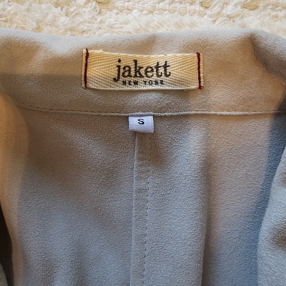 Jakett New York Meryl Waxed Suede Leather Jacket in Ice Blue, Size Small - Picture 10 of 13